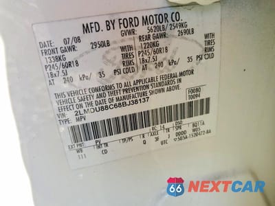 Zdjęcie 12 z 12 samochodu: 2008 LINCOLN MKX VIN:2LMDU88C68BJ38137 - miniatura