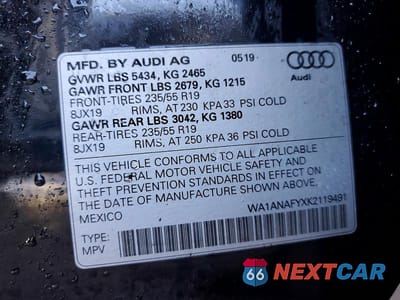 Zdjęcie 12 z 12 samochodu: 2019 AUDI Q5 PREMIUM VIN:WA1ANAFYXK2119491 - miniatura