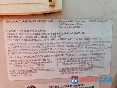Zdjęcie 10 z 10 samochodu: 2016 KEYSTONE COUGAR CAMPER VIN:4YDT24S22GC504083 - miniatura