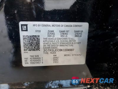 Zdjęcie 12 z 12 samochodu: 2019 GMC SIERRA LIMITED C1500 VIN:2GTR1LEC0K1104987 - miniatura