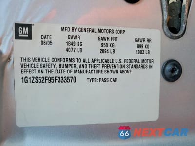 Zdjęcie 12 z 12 samochodu: 2005 CHEVROLET MALIBU VIN:1G1ZS52F95F333570 - miniatura