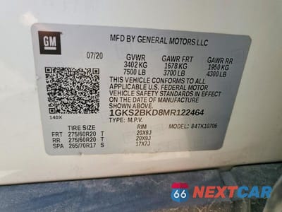 Zdjęcie 13 z 13 samochodu: 2021 GMC YUKON SLT VIN:1GKS2BKD8MR122464 - miniatura