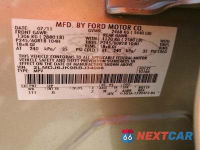 Zdjęcie 14 z 15 samochodu: 2011 LINCOLN MKX VIN:2LMDJ6JK9BBJ34086 - miniatura