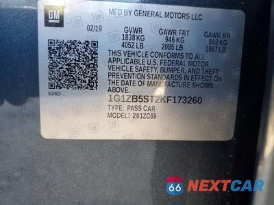 Zdjęcie 12 z 12 samochodu: 2019 CHEVROLET MALIBU LS VIN:1G1ZB5ST2KF173260 - miniatura