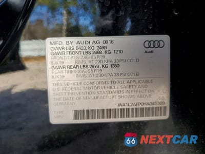 Zdjęcie 12 z 12 samochodu: 2017 AUDI Q5 PREMIUM PLUS VIN:WA1L2AFP0HA045389 - miniatura