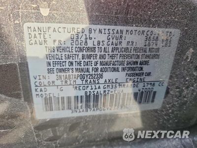 Zdjęcie 12 z 12 samochodu: 2016 NISSAN SENTRA SR VIN:3N1AB7AP0GY252336 - miniatura