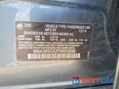 Zdjęcie 12 z 12 samochodu: 2015 BMW 335 VIN:WBA3B9G52FNR93958 - miniatura