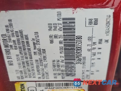 Zdjęcie 12 z 12 samochodu: 2019 FORD FUSION TITANIUM VIN:3FA6P0D92KR153180 - miniatura
