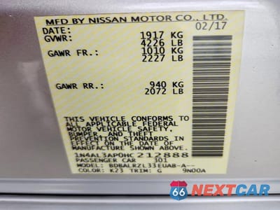 Zdjęcie 12 z 12 samochodu: 2017 NISSAN ALTIMA 2.5 VIN:1N4AL3AP0HC212888 - miniatura