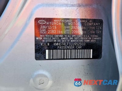 Zdjęcie 12 z 12 samochodu: 2020 HYUNDAI ELANTRA SE VIN:KMHD74LF1LU952910 - miniatura