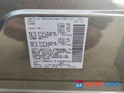 Zdjęcie 13 z 13 samochodu: 2015 INFINITI QX60 BASE VIN:5N1AL0MM5FC520898 - miniatura