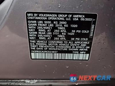 Zdjęcie 13 z 14 samochodu: 2024 VOLKSWAGEN ATLAS SEL PREMIUM R-LINE VIN:1V2FR2CA2RC523837 - miniatura