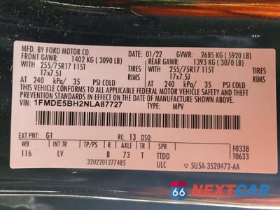 Zdjęcie 13 z 13 samochodu: 2022 FORD BRONCO BASE VIN:1FMDE5BH2NLA87727 - miniatura