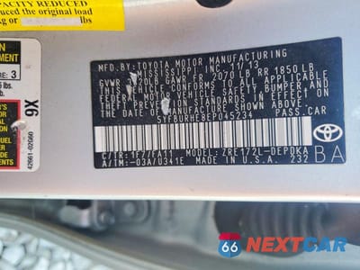 Zdjęcie 12 z 12 samochodu: 2014 TOYOTA COROLLA L VIN:5YFBURHE8EP045234 - miniatura