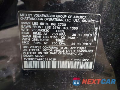 Zdjęcie 14 z 15 samochodu: 2023 VOLKSWAGEN ATLAS SE VIN:1V2KR2CA8PC511025 - miniatura