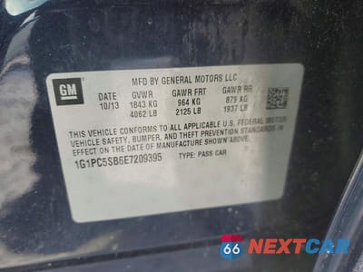 Zdjęcie 12 z 12 samochodu: 2014 CHEVROLET CRUZE LT VIN:1G1PC5SB6E7209395 - miniatura