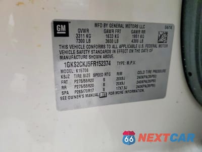 Zdjęcie 13 z 13 samochodu: 2015 GMC YUKON DENALI VIN:1GKS2CKJ5FR152374 - miniatura