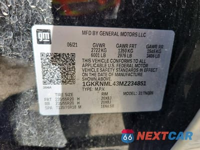 Zdjęcie 13 z 13 samochodu: 2021 GMC ACADIA SLT VIN:1GKKNML43MZ234851 - miniatura
