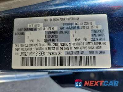 Zdjęcie 13 z 14 samochodu: 2021 MAZDA 6 TOURING VIN:JM1GL1VM1M1618368 - miniatura