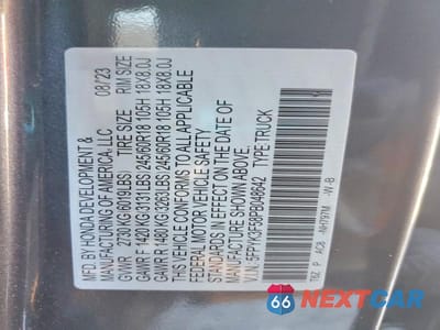 Zdjęcie 12 z 12 samochodu: 2023 HONDA RIDGELINE RTL VIN:5FPYK3F58PB048642 - miniatura