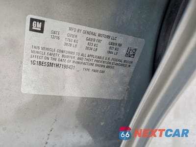 Zdjęcie 12 z 12 samochodu: 2017 CHEV CRUZE LT VIN:1G1BE5SM1H7198431 - miniatura
