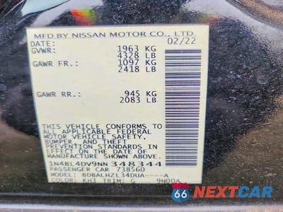 Zdjęcie 13 z 13 samochodu: 2022 NISSAN ALTIMA SV VIN:1N4BL4DV9NN348344 - miniatura