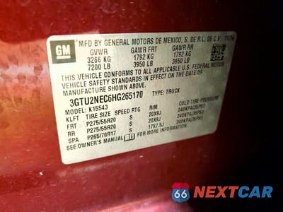 Zdjęcie 12 z 12 samochodu: 2017 GMC SIERRA K1500 SLT VIN:3GTU2NEC6HG265170 - miniatura