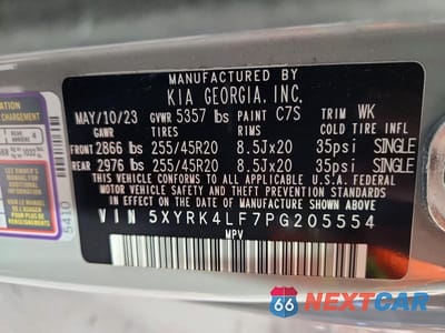 Zdjęcie 14 z 14 samochodu: 2023 KIA SORENTO SX VIN:5XYRK4LF7PG205554 - miniatura