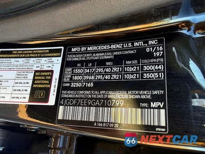 Zdjęcie 10 z 10 samochodu: 2016 MERCEDES-BENZ GL 63 AMG VIN:4JGDF7EE9GA710799 - miniatura