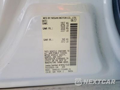 Zdjęcie 12 z 12 samochodu: 2017 NISSAN ALTIMA 2.5 VIN:1N4AL3AP4HC499250 - miniatura