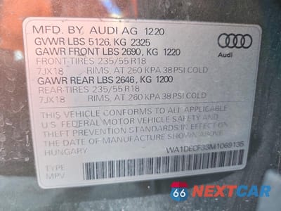 Zdjęcie 14 z 14 samochodu: 2021 AUDI Q3 PREMIUM S LINE 45 VIN:WA1DECF33M1069135 - miniatura