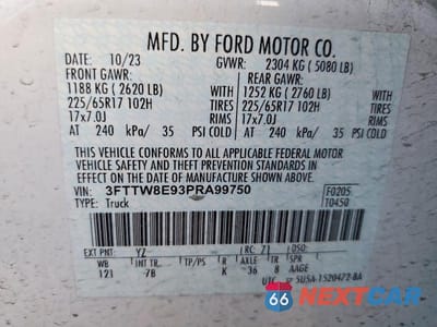 Zdjęcie 12 z 12 samochodu: 2023 FORD MAVERICK XL VIN:3FTTW8E93PRA99750 - miniatura