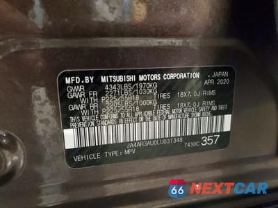 Zdjęcie 13 z 13 samochodu: 2020 MITSUBISHI OUTLANDER SPORT ES VIN:JA4AR3AU0LU031348 - miniatura
