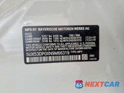 Zdjęcie 14 z 14 samochodu: 2022 BMW X3 XDRIVE30I VIN:5UX53DP0XN9M66319 - miniatura