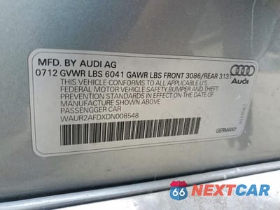 Zdjęcie 12 z 12 samochodu: 2013 AUDI A8 L QUATTRO VIN:WAUR2AFDXDN008548 - miniatura