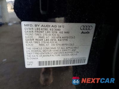 Zdjęcie 13 z 13 samochodu: 2013 AUDI Q7 PREMIUM PLUS VIN:WA1LGAFE4DD003851 - miniatura