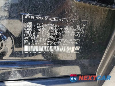 Zdjęcie 14 z 14 samochodu: 2024 HONDA HR-V LX VIN:3CZRZ1H34RM750734 - miniatura