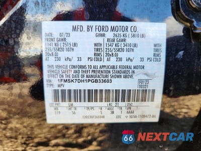 Zdjęcie 13 z 13 samochodu: 2023 FORD EXPLORER XLT VIN:1FMSK7DH1PGB33603 - miniatura