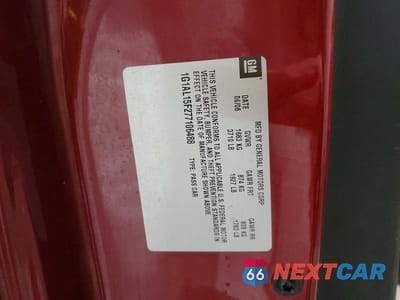 Zdjęcie 12 z 12 samochodu: 2007 CHEVROLET COBALT LT VIN:1G1AL15F277106488 - miniatura