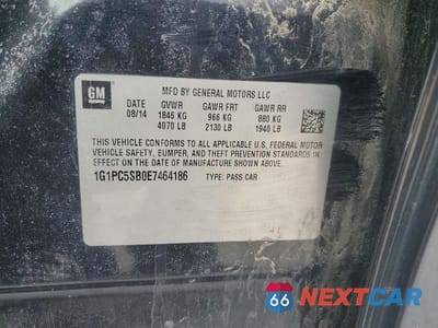 Zdjęcie 12 z 12 samochodu: 2014 CHEV CRUZE LT VIN:1G1PC5SB0E7464186 - miniatura