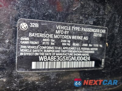 Zdjęcie 12 z 13 samochodu: 2016 BMW 328 XI SULEV VIN:WBA8E3G5XGNU00424 - miniatura