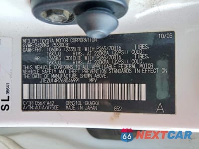 Zdjęcie 13 z 13 samochodu: 2006 TOYOTA 4RUNNER SR5 VIN:JTEZU14R768046991 - miniatura