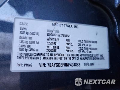 Zdjęcie 14 z 14 samochodu: 2022 TESLA MODEL Y VIN:7SAYGDEF0NF404883 - miniatura