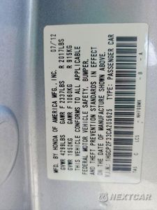 Zdjęcie 12 z 12 samochodu: 2012 HONDA ACCORD LX VIN:1HGCP2F33CA205625 - miniatura