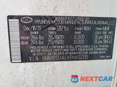 Zdjęcie 13 z 13 samochodu: 2023 HYUNDAI SANTA FE CALLIGRAPHY VIN:5NMS5DALXPH657215 - miniatura