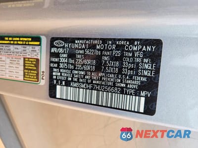 Zdjęcie 13 z 13 samochodu: 2017 HYUNDAI SANTA FE SE VIN:KM8SMDHF7HU256682 - miniatura