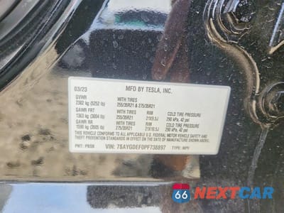 Zdjęcie 13 z 13 samochodu: 2023 TESLA MODEL Y VIN:7SAYGDEF0PF738897 - miniatura