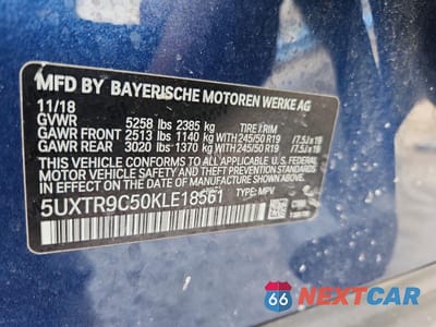 Zdjęcie 13 z 14 samochodu: 2019 BMW X3 XDRIVE30I VIN:5UXTR9C50KLE18561 - miniatura