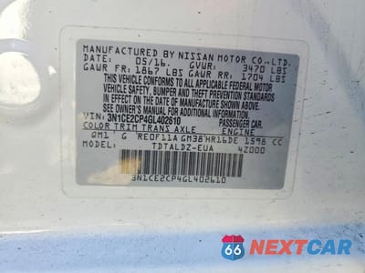Zdjęcie 12 z 12 samochodu: 2016 NISS VERSA NOTE SV VIN:3N1CE2CP4GL402610 - miniatura