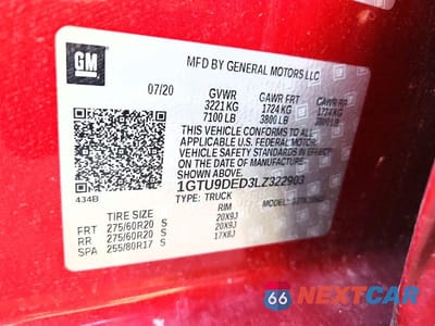 Zdjęcie 12 z 12 samochodu: 2020 GMC SIERRA K1500 SLT VIN:1GTU9DED3LZ322903 - miniatura